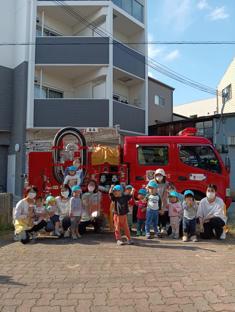 くじら保育園　海老江園　避難訓練　消防車　202411-4