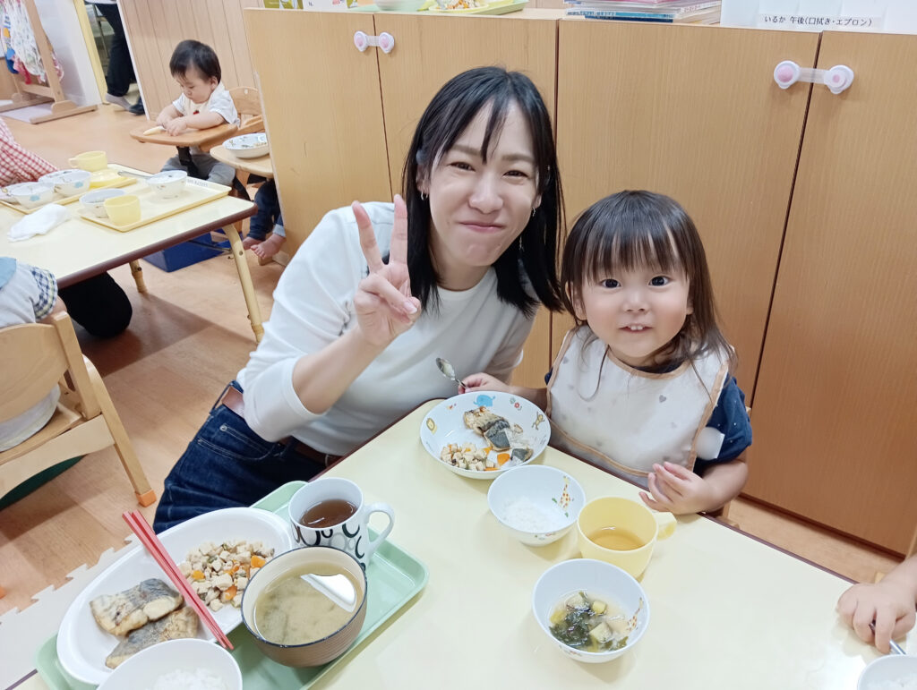 給食参観　給食　保育園　保育園給食　自園調理　参観　保護者参加　くじら保育園　海老江園　福島区　大阪　福島　202507-1