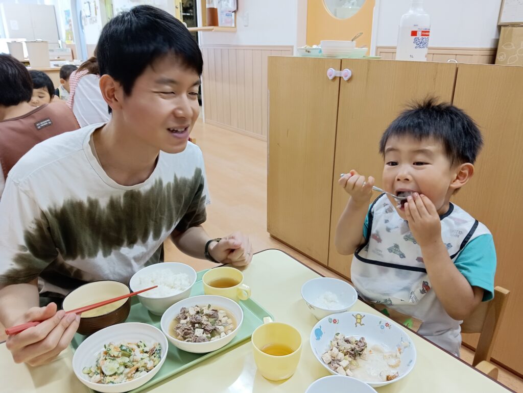 給食参観　給食　保育園　保育園給食　自園調理　参観　保護者参加　くじら保育園　海老江園　福島区　大阪　福島　202507-5