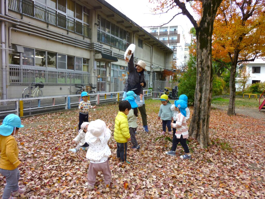 くじら保育園　東野田公園　落ち葉の絨毯　202412-1