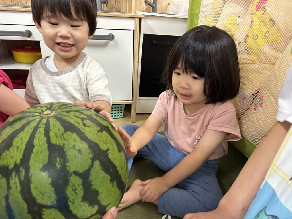 すいか割り　すいか　スイカ　保育園　大阪　上新庄　くじら保育園　202508-2