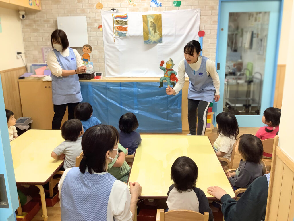 こどもの日のつどい ペープサート 由来 こいのぼり製作 行事 くじら保育園 三国 淀川区 202505-1