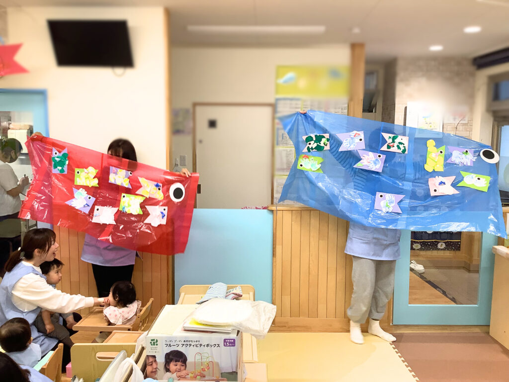こどもの日のつどい ペープサート 由来 こいのぼり製作 行事 くじら保育園 三国 淀川区 202505-5