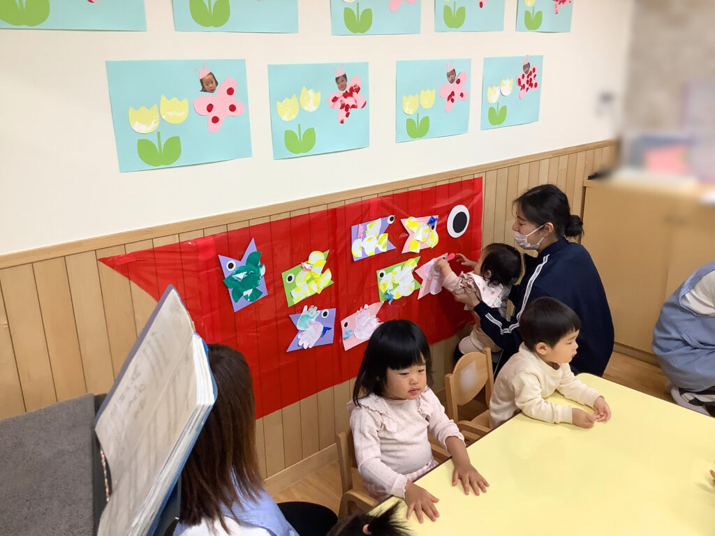 こどもの日のつどい ペープサート 由来 こいのぼり製作 行事 くじら保育園 三国 淀川区 202505-3