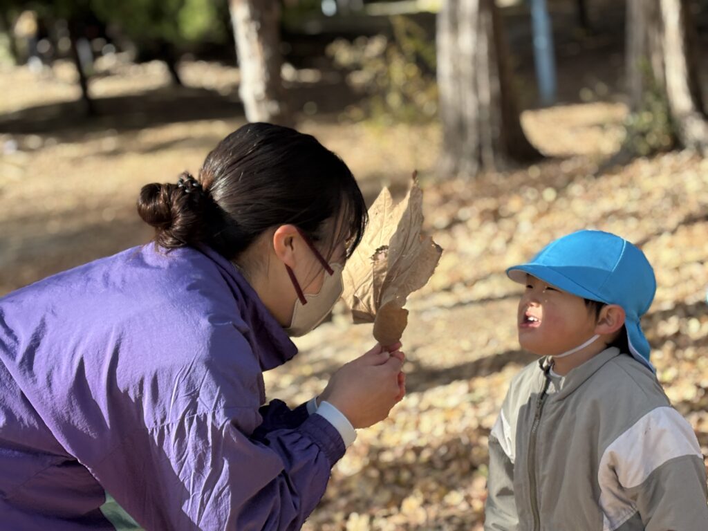 落ち葉遊び 大阪 保育園 くじら保育園 202601-3