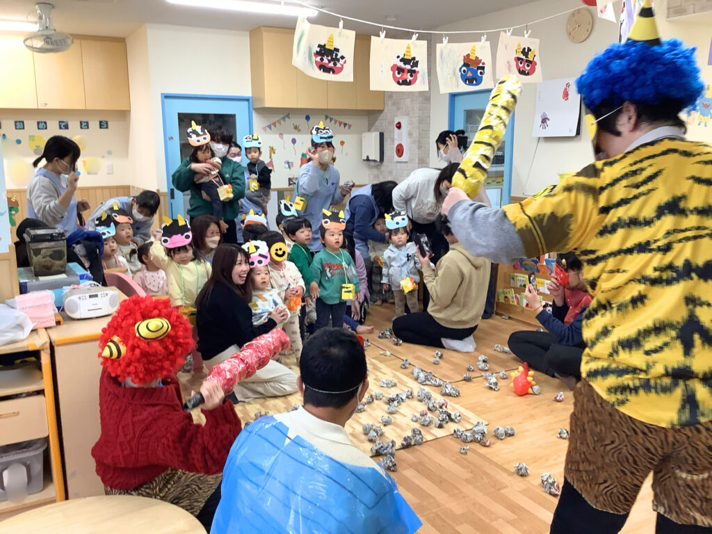 保護者参加の節分　大阪　保育園　くじら保育園　202602-2