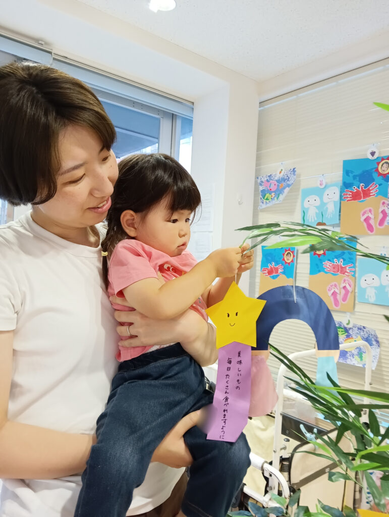 七夕　七夕のつどい　笹　短冊　願い事　織姫　彦星　天の川　くじら保育園　都島北園　都島区　大阪　202507-2