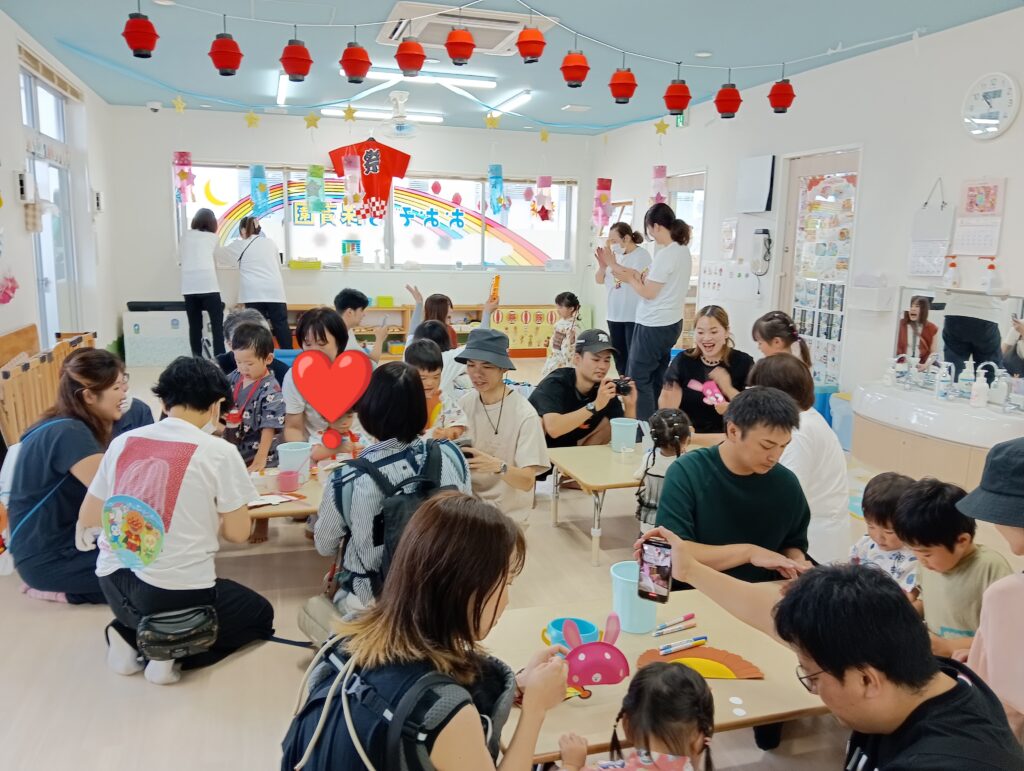 夏祭り 甚平 保護者参加行事 たこやき ベビーカステラ 明石 保育園 おおぞら保育園 西新町 202508-1