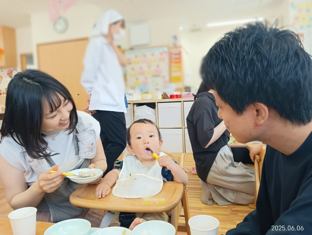 給食参観 保育参観 0歳児 乳児 くじら保育園 吹田豊津 吹田市 202506-1
