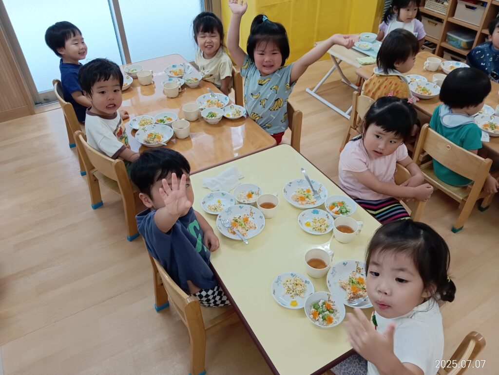 七夕　給食　特別給食　行事食　そうめん　くじら保育園　吹田豊津　吹田市　202507-1