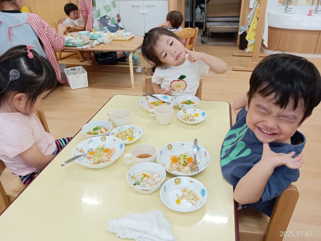 七夕　給食　特別給食　行事食　そうめん　くじら保育園　吹田豊津　吹田市　202507-2