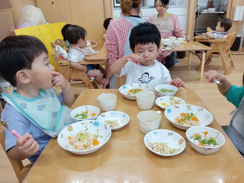 七夕　給食　特別給食　行事食　そうめん　くじら保育園　吹田豊津　吹田市　202507-3