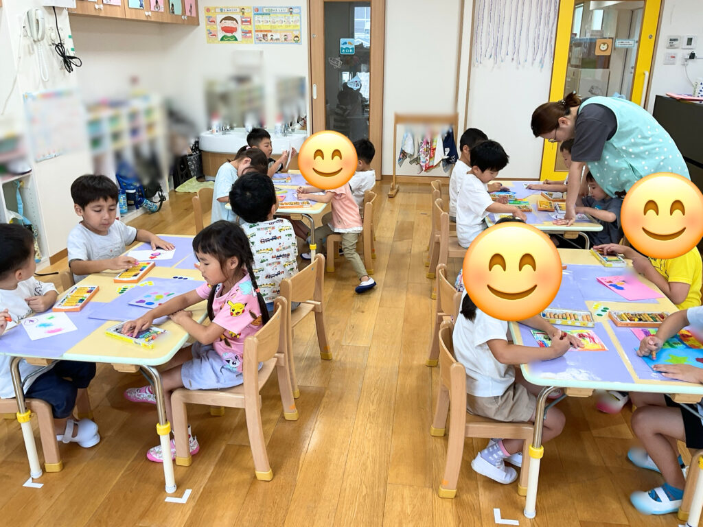 お祭り 夏祭り 準備 縦割り保育 幼児 年中 年長 くじら保育園 天王寺園 大阪 202507-1