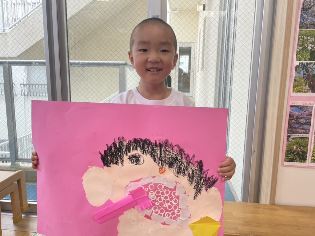 歯　歯磨き　歯磨き指導　歯ブラシ　年中　4歳児　くじら保育園天王寺園　202507-3