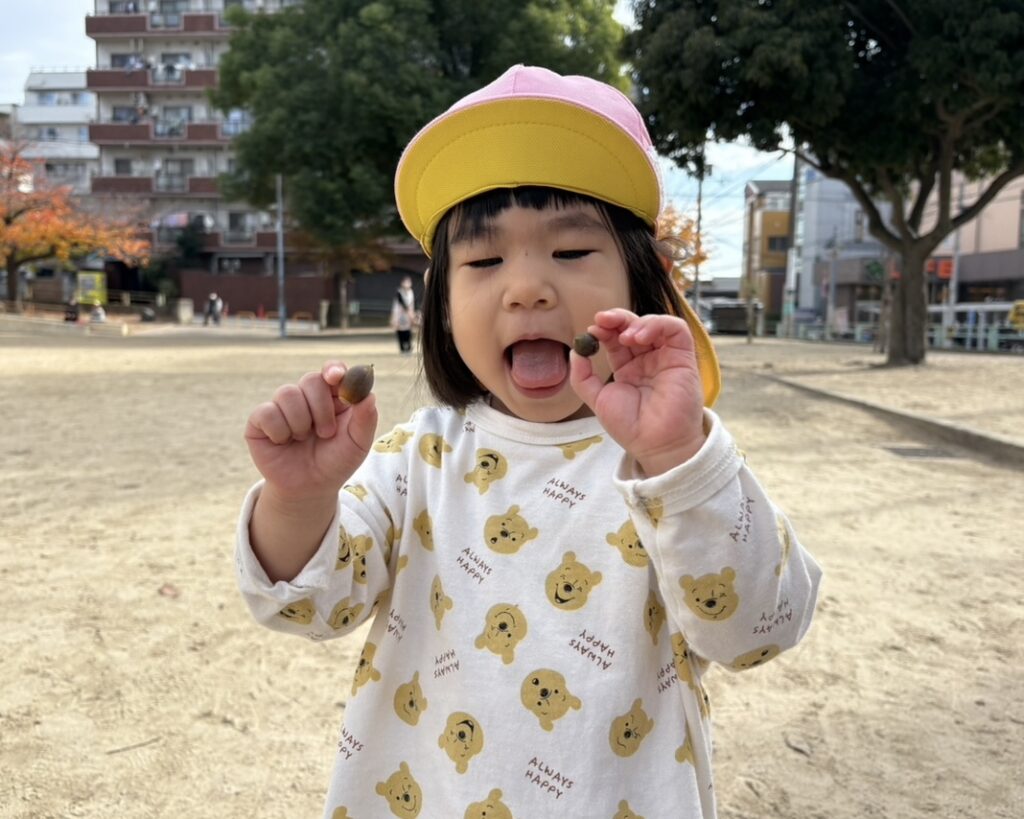 大阪 保育園 くじら保育園 秋のお散歩 落ち葉拾い 202512-1