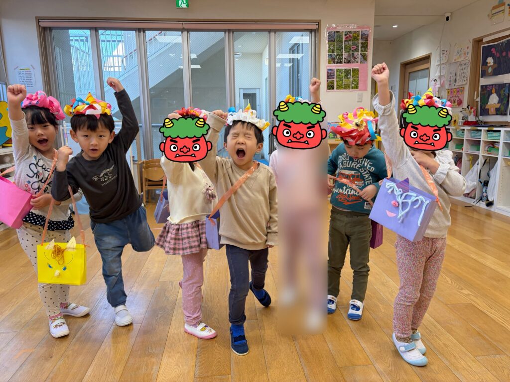 保育園節分で鬼退治　大阪　保育園　くじら保育園　202602-1