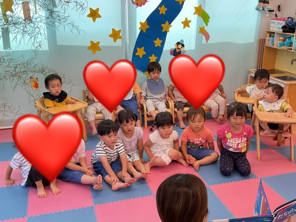 七夕　七夕まつり　お祭り　短冊願い事　たなばたれっしゃ　読み聞かせ　くじら保育園　豊津東園　吹田市　大阪　保育園　20207-2