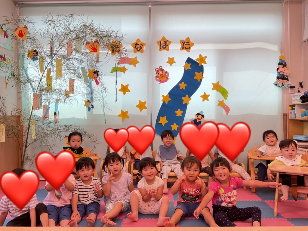七夕　七夕まつり　お祭り　短冊願い事　たなばたれっしゃ　読み聞かせ　くじら保育園　豊津東園　吹田市　大阪　保育園　20207-1