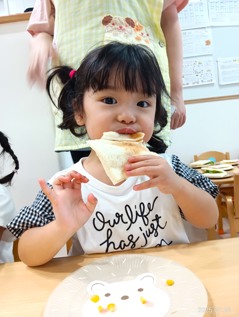 お買い物 クッキング 食育 ホットサンド 明石 保育園 おおぞら保育園 魚住園 202509-5