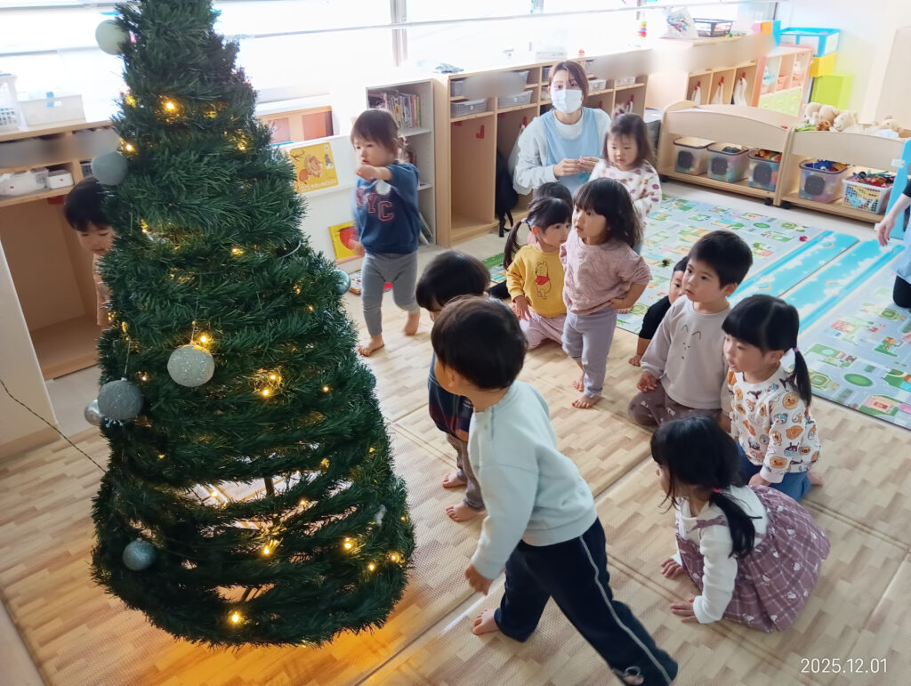 明石　保育園　おおぞら保育園　クリスマスツリーの飾りつけ　202512-3