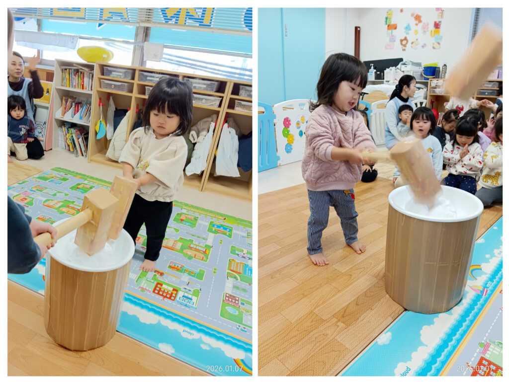 保育園で餅つき大会　明石　保育園　おおぞら保育園　202601-3