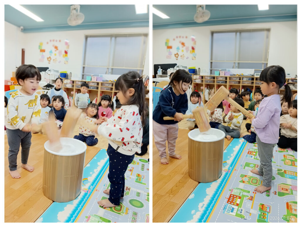 保育園で餅つき大会　明石　保育園　おおぞら保育園　202601-2
