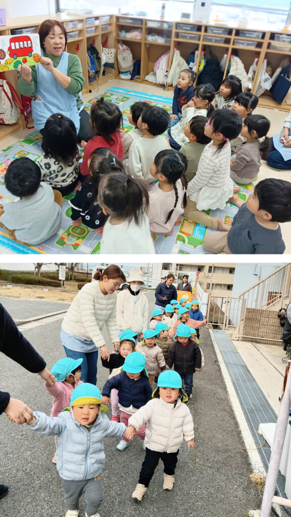 保育園のお別れ遠足でお弁当バス　明石　おおぞら保育園　2022603-1