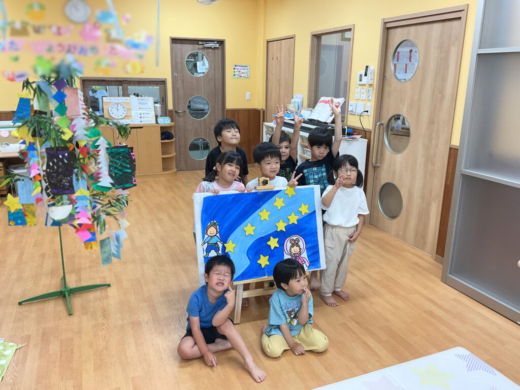 七夕　保育園　保護者　参加　パネルシアター　短冊　笹飾り　くじら保育園　淀屋橋園　202507-5