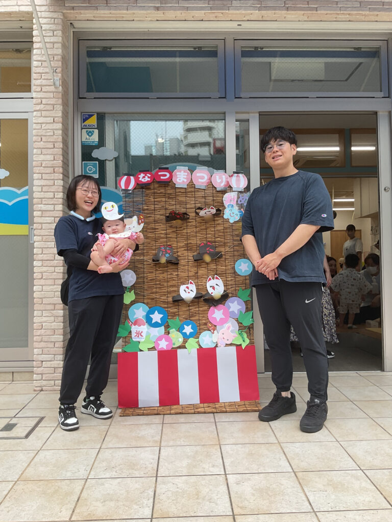 保育園 夏祭り 手作りお面 おみこし きんぎょすくい ボーリング たまいれ アンパンマン音頭 大阪 淀屋橋 くじら保育園 202508-1