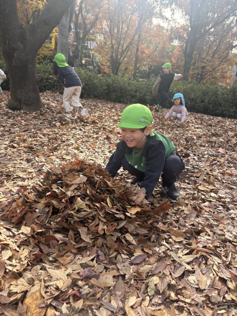 大阪 保育園 くじら保育園 落ち葉遊び 202512-3