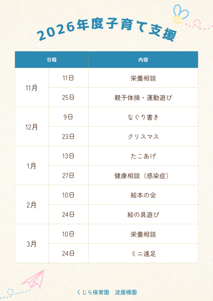 大阪　保育園　子育て支援　くじら保育園　2026-3